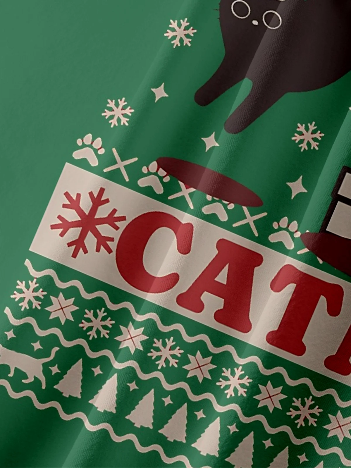 Moisture-wicking Christmas Cat Retro Fun Chest Pocket Casual Shirt