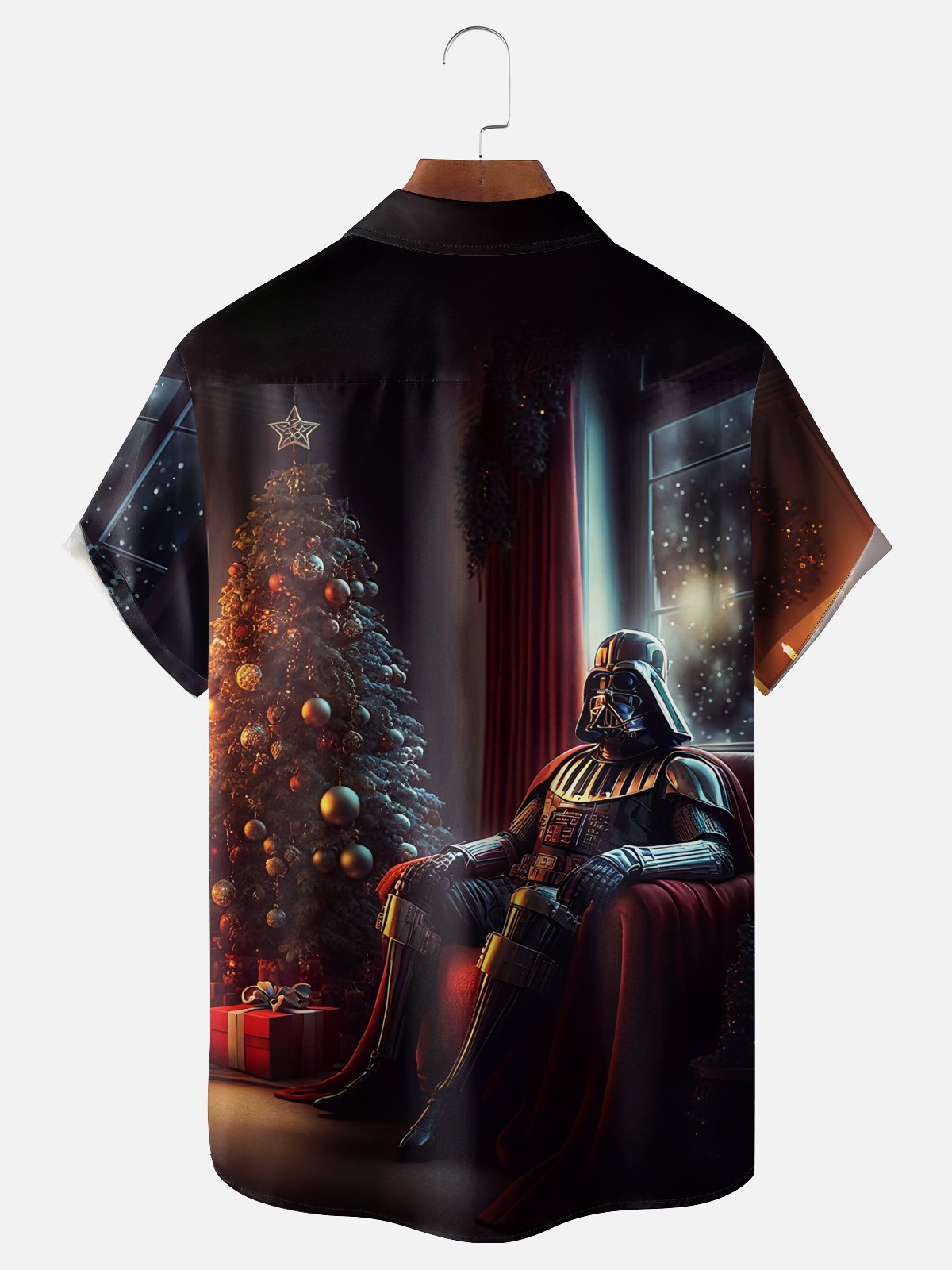 Moisture-wicking Christmas Tree Gifts Snowflakes Chest Pocket Casual Shirt