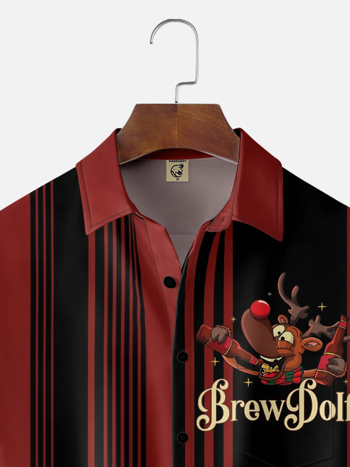 Moisture Wicking Merry Christmas Elk Beer Chest Pocket Hawaiian Shirt