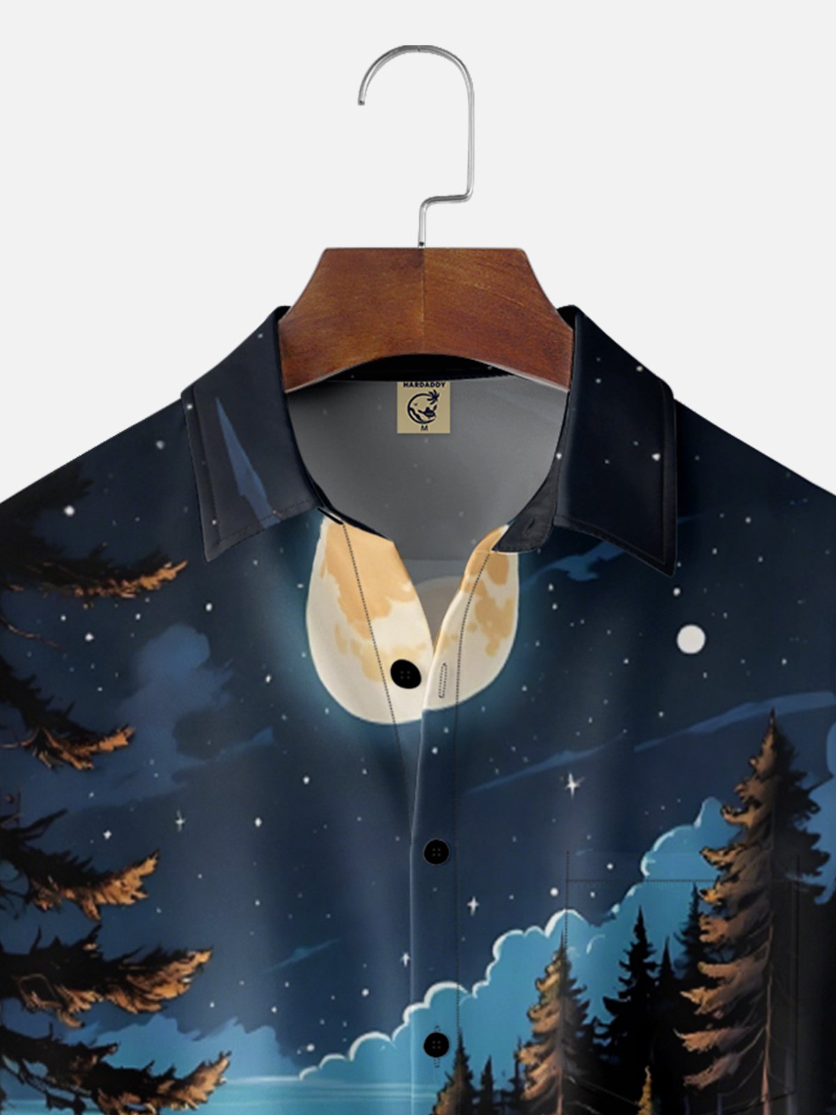 Moisture Wicking Outdoor Beach Scene Camper Campfire Chest Pocket Hawaiian Shirt