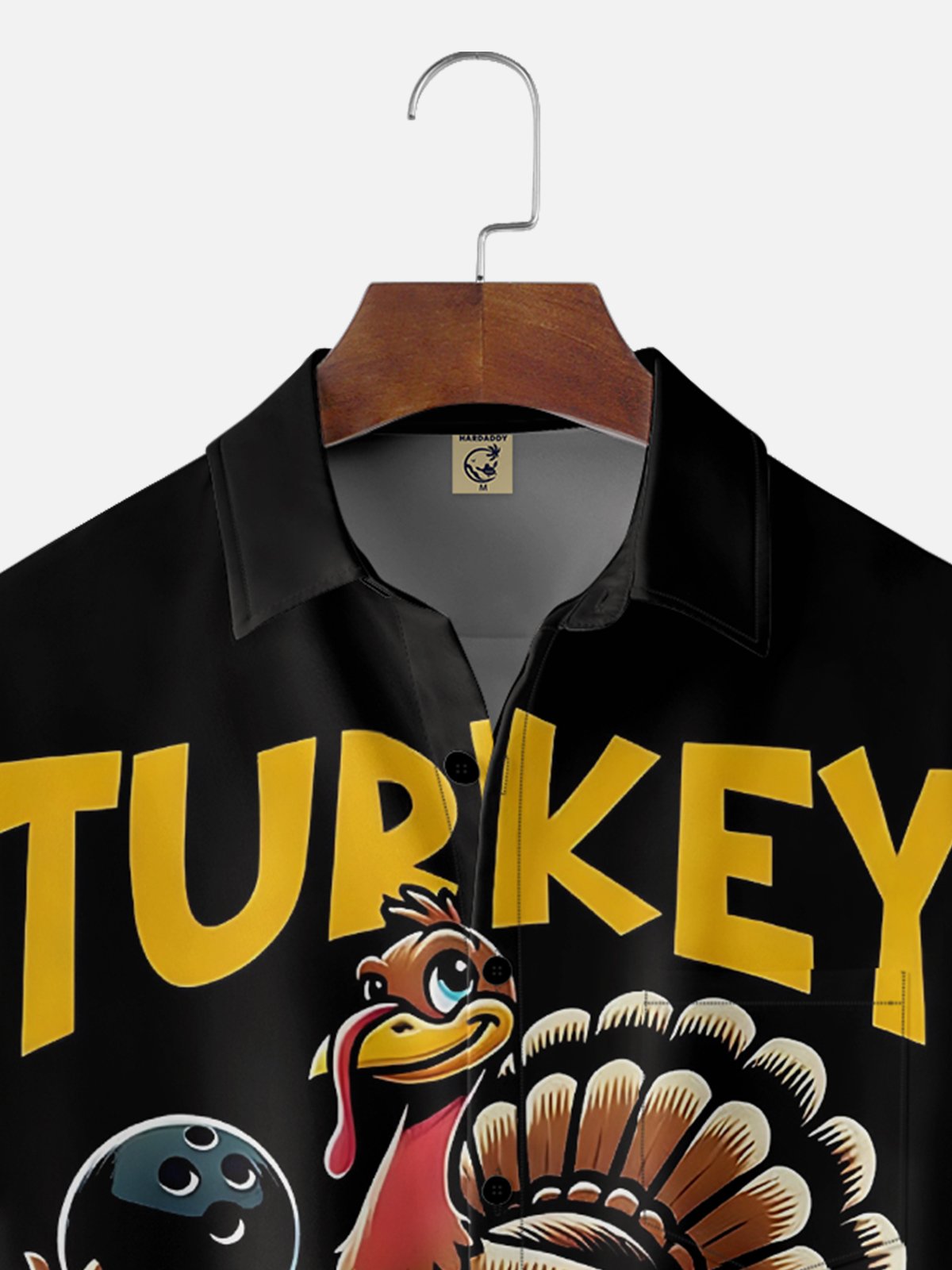 Moisture Wicking Thanksgiving Bowling Turkey Breast Pocket Hawaiian Shirt