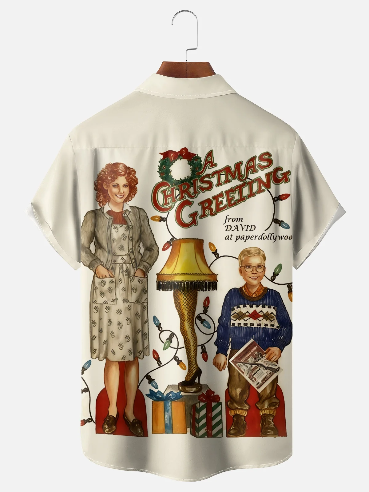 Moisture Wicking Merry Christmas Story Leg Lamp Chest Pocket Hawaiian Shirt