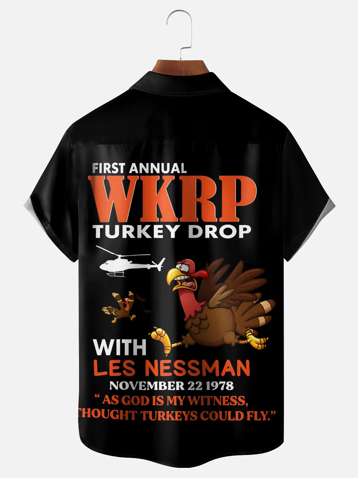 Moisture Wicking Thanksgiving Fun Turkey Chest Pocket Hawaiian Shirt