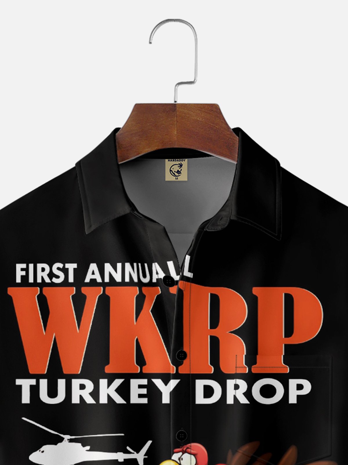 Moisture Wicking Thanksgiving Fun Turkey Chest Pocket Hawaiian Shirt