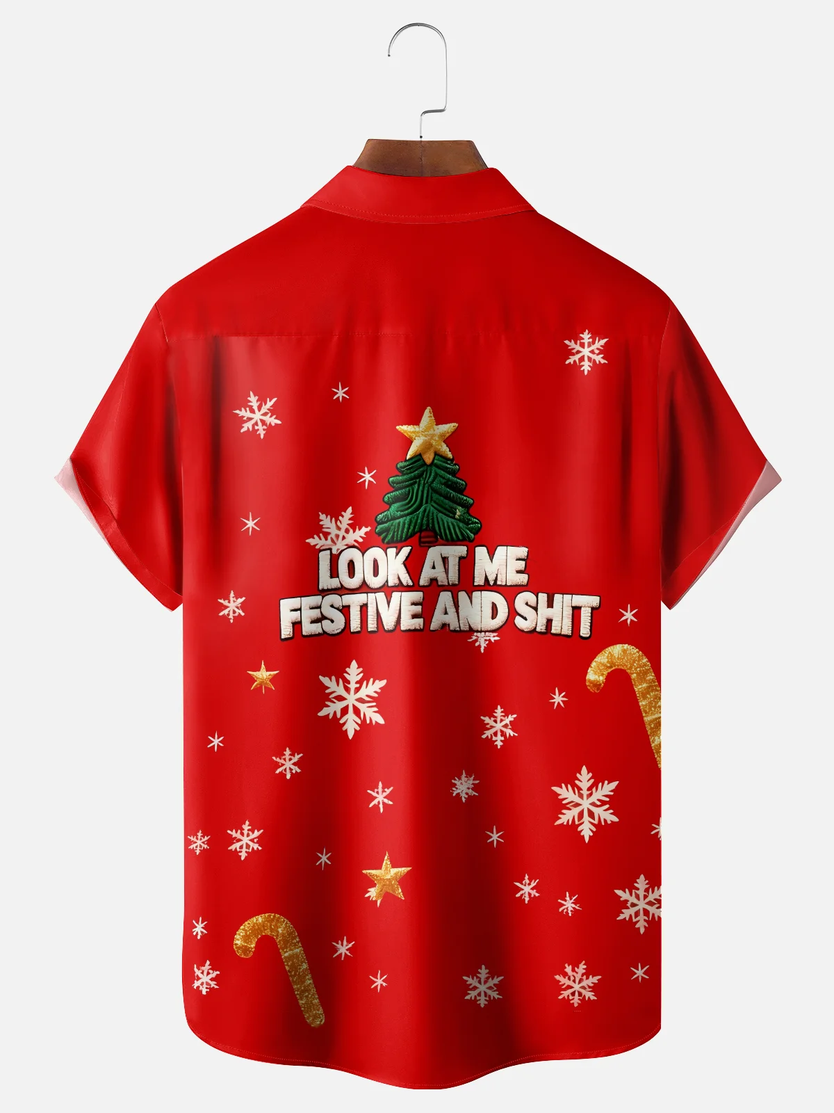 Moisture-wicking Christmas Tree Look at me Festive and Shit Chest Pocket Holiday Shirt