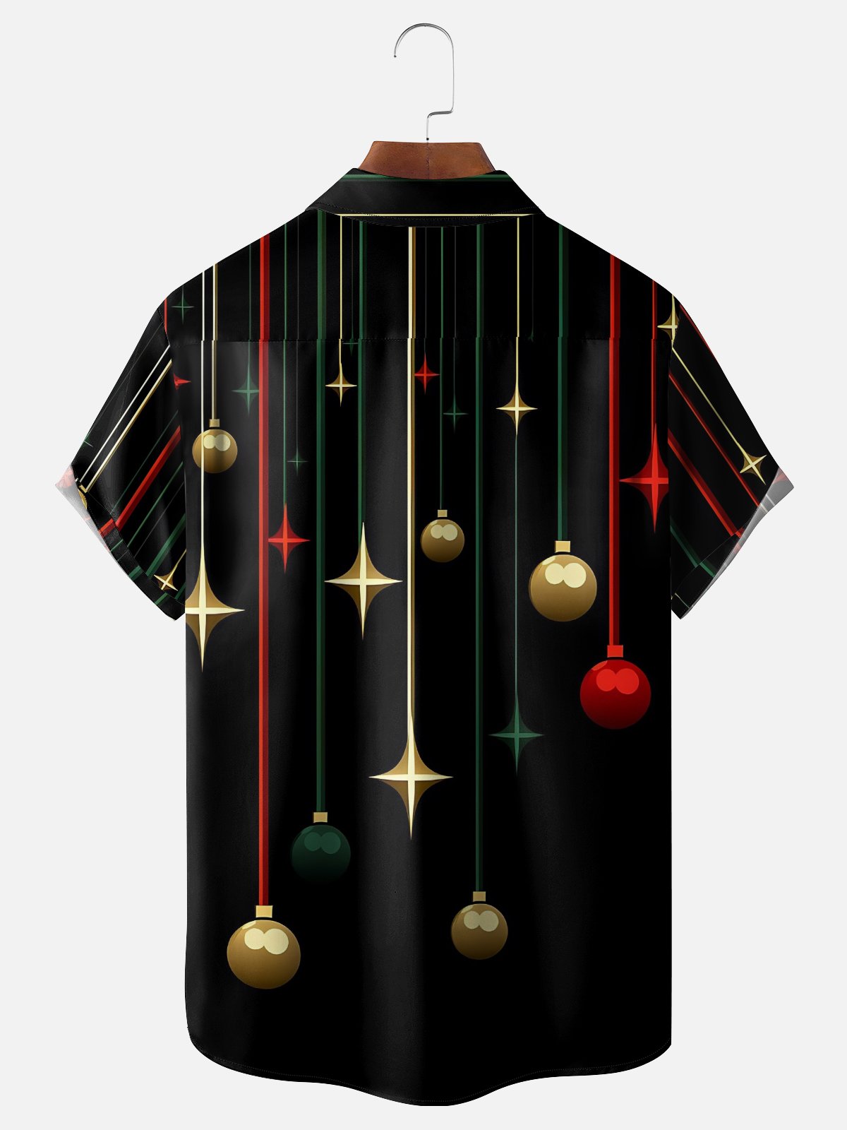 Moisture Wicking Artistic Christmas Merry Christmas Striped Christmas Lights Chest Pocket Hawaiian Shirt