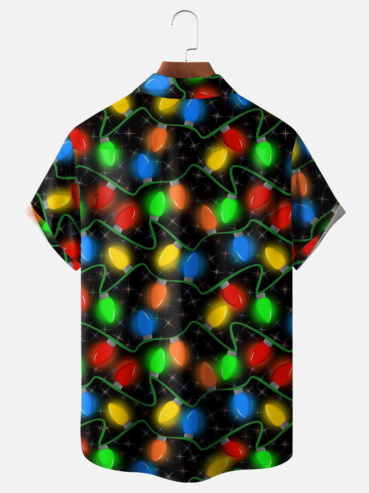 Moisture Wicking Artistic Christmas Merry Christmas Lights Chest Pocket Hawaiian Shirt