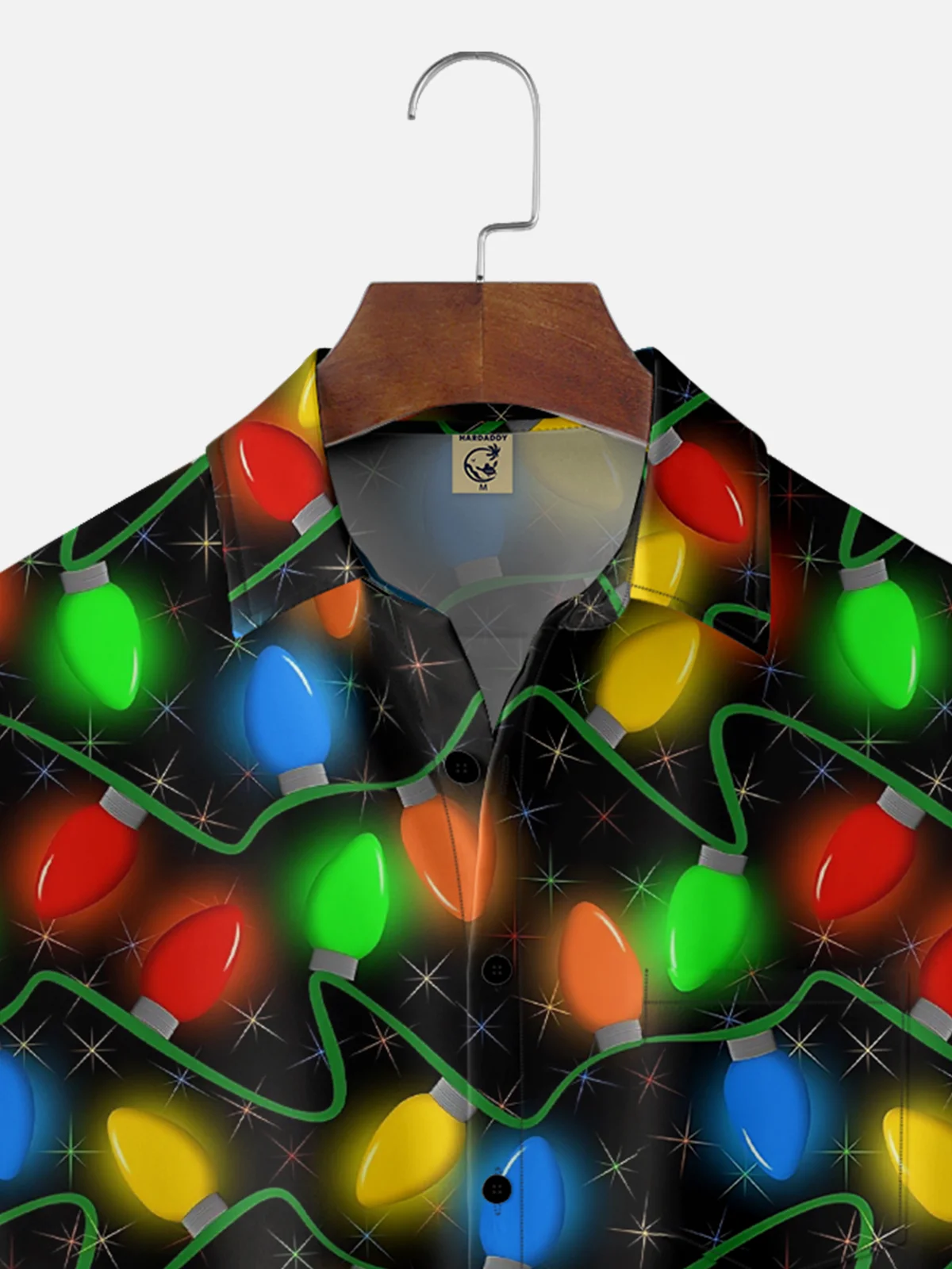 Moisture Wicking Artistic Christmas Merry Christmas Lights Chest Pocket Hawaiian Shirt