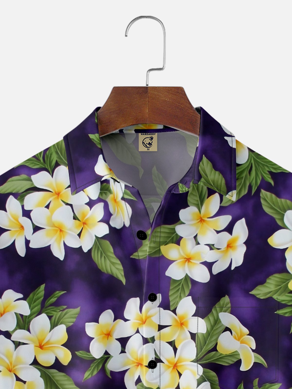 Moisture-wicking Plumeria Floral Chest Pocket Hawaiian Shirt