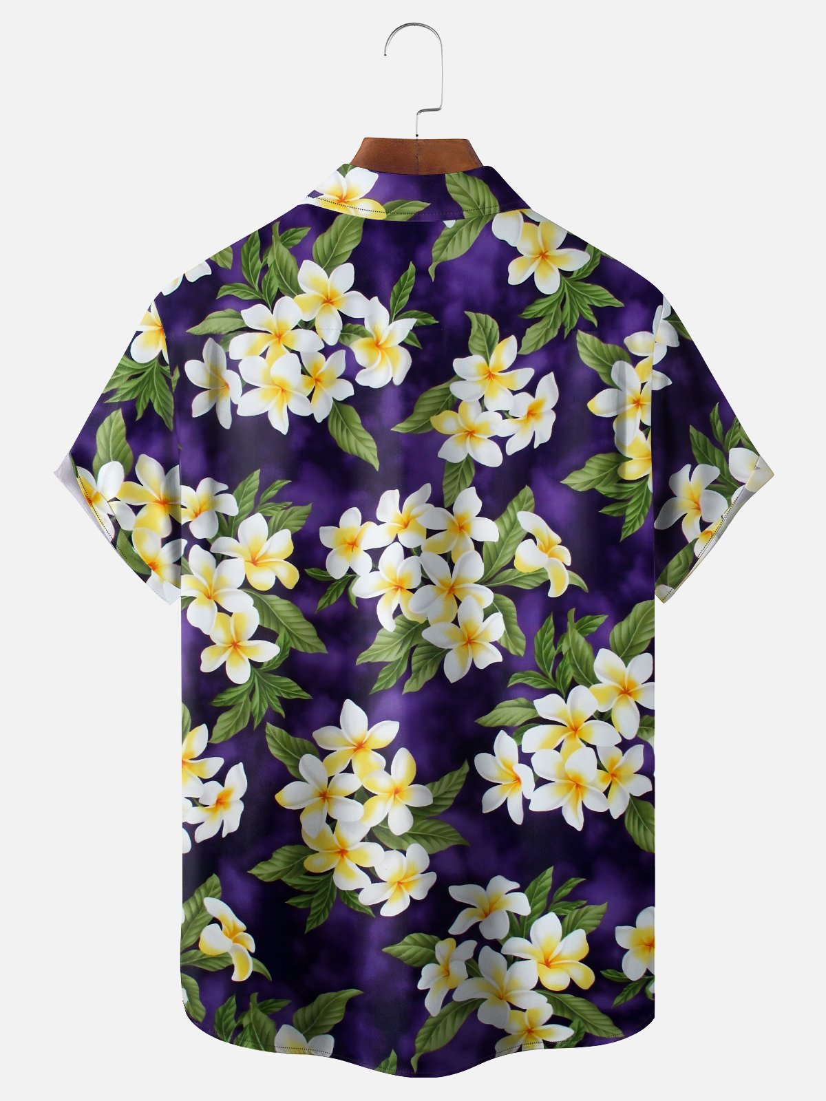 Moisture-wicking Plumeria Floral Chest Pocket Hawaiian Shirt