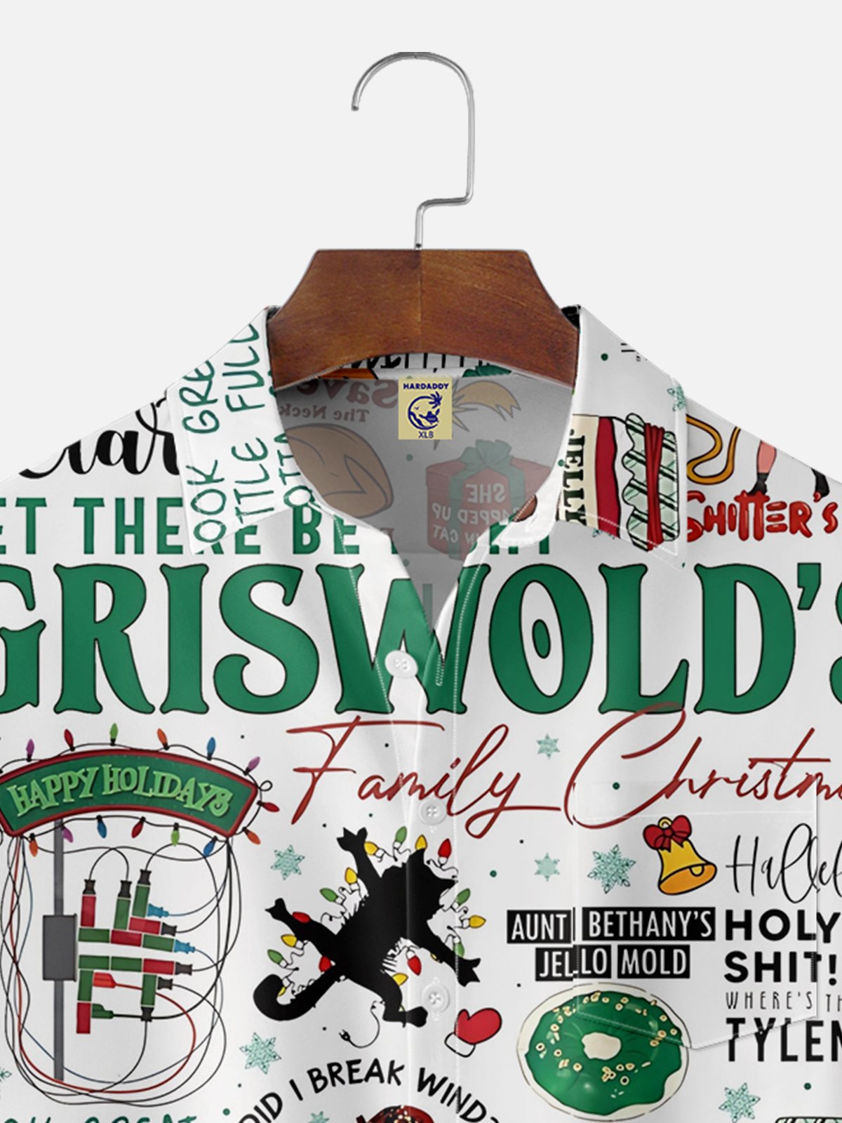Moisture-Wicking GRISWOLD Christmas Character Chest Pocket Hawaiian Shirt