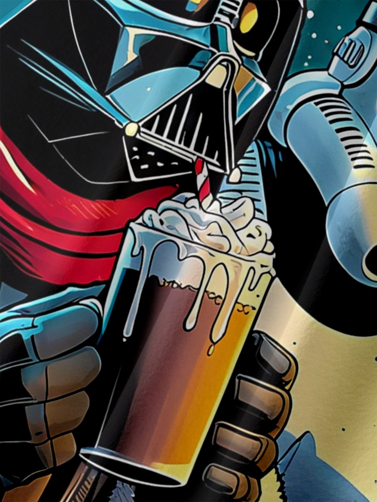 Big size Moisture-Wicking Christmas Star Robot Chest Pocket Hawaiian Shirt