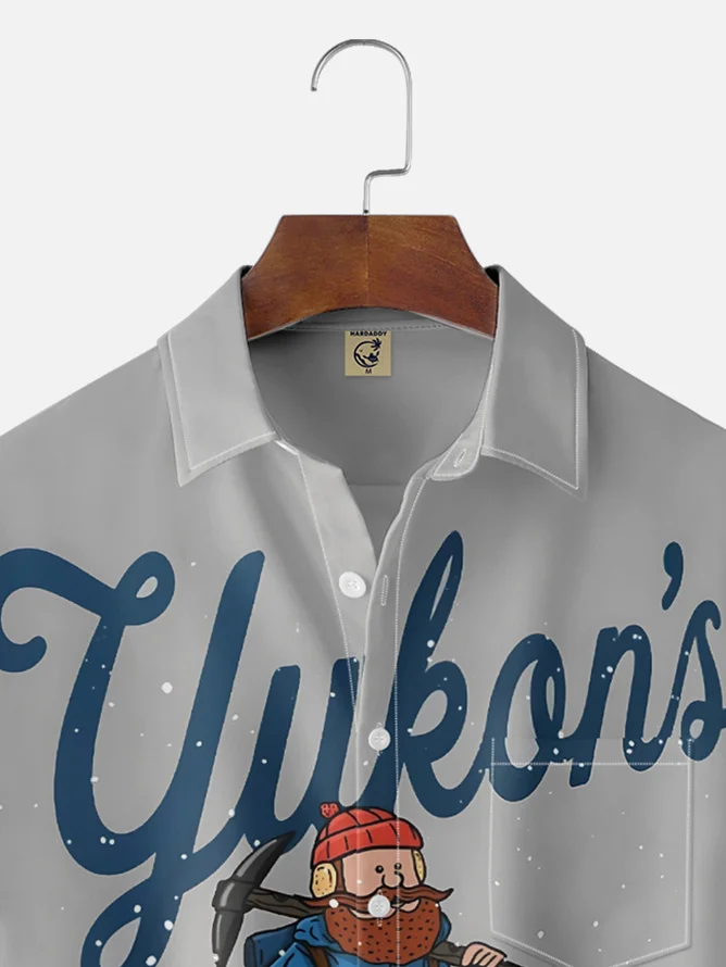 Tall Size Moisture Wicking Christmas Chest Pocket Hawaiian Shirt