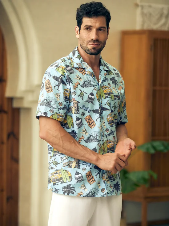 Hardaddy® Cotton Beach Surfing Chest Pocket Resort Shirt