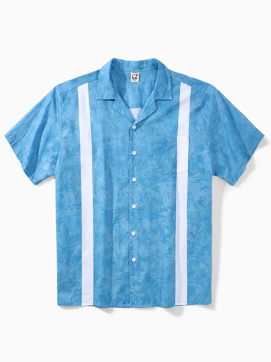 Hardaddy® Cotton Striped Leaf Chest Pocket Bowling Shirt