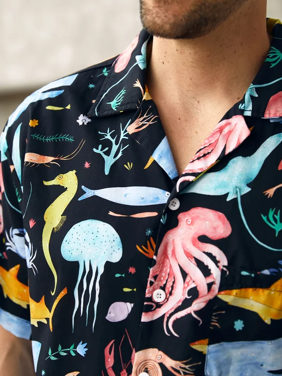Hardaddy® Cotton Marine Life Aloha Shirt