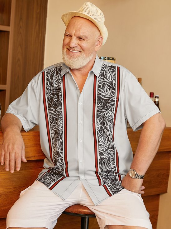 Hardaddy Big Size Textured Chest Pocket Short Sleeve Bowling Shirt