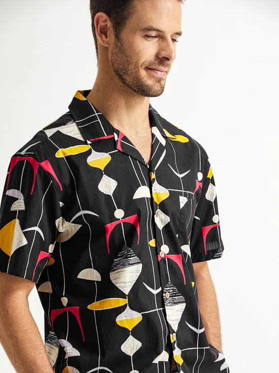 Hardaddy® Cotton Mid-Century Geo Pattern Aloha Shirt