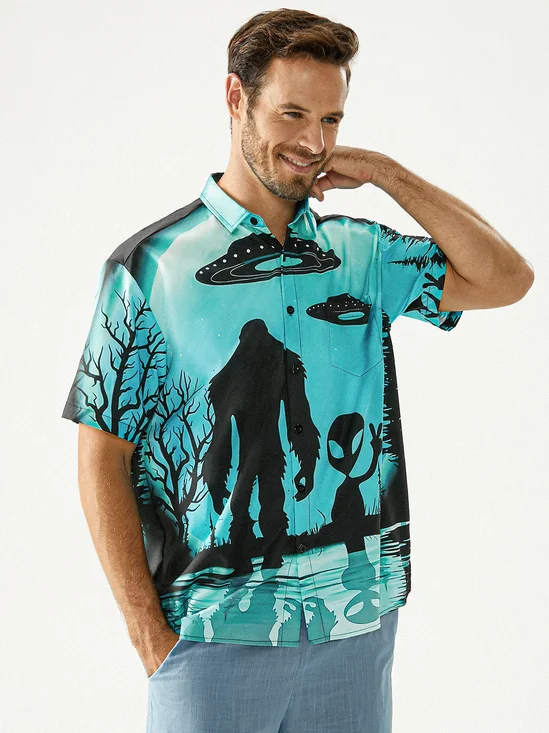 Hardaddy  Alien Chest Pocket Short Sleeve Shirt