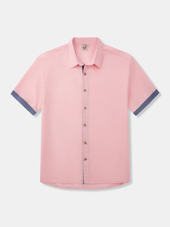 Hardaddy Contrast Stitching Short Sleeve Casual Shirt