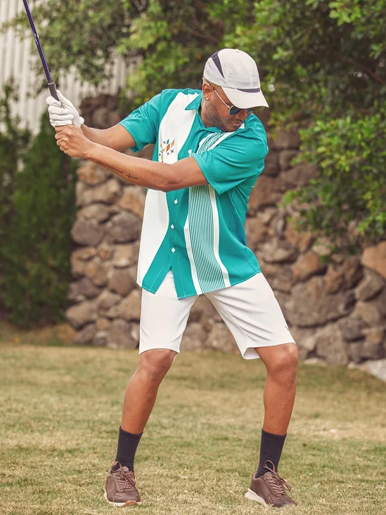 Hardaddy Medieval Geometry Chest Pocket Short Sleeve Bowling Shirt