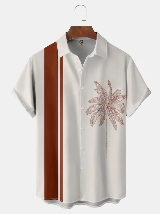 Coconut Tree Chest Pocket Short Sleeve Bowling Shirt