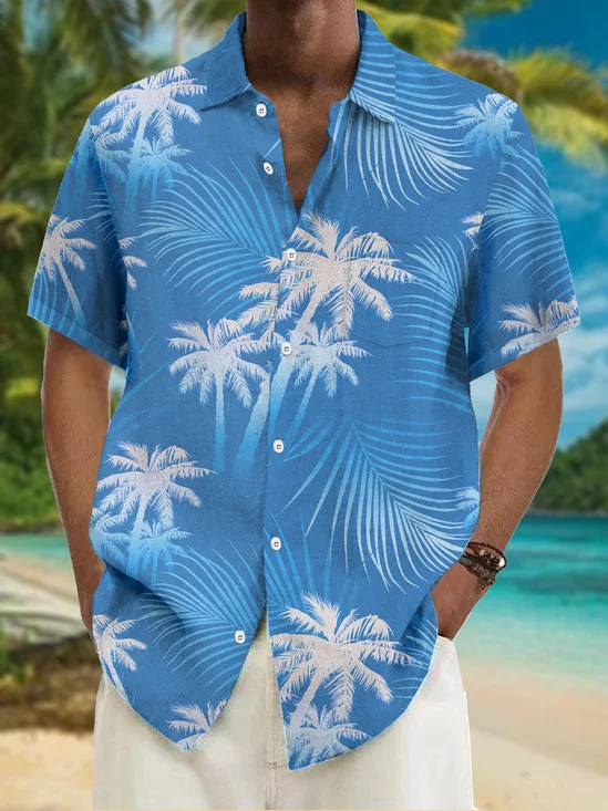 Hardaddy Coconut Tree Chest Pocket Short Sleeve Resort Shirt