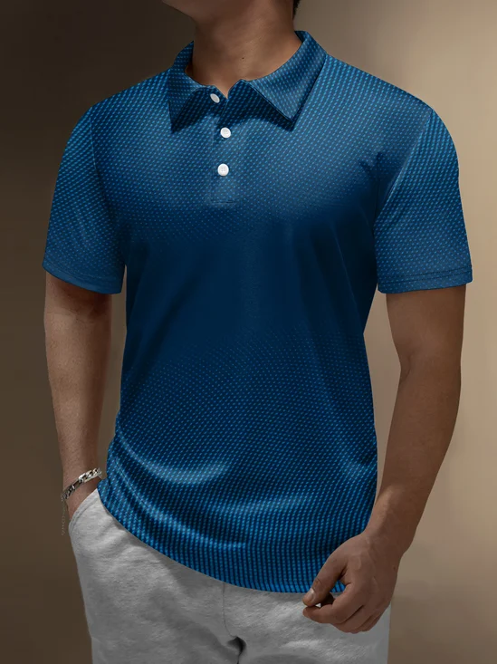 Hardaddy Ombre Polka Dot Button Short Sleeve Polo Shirt