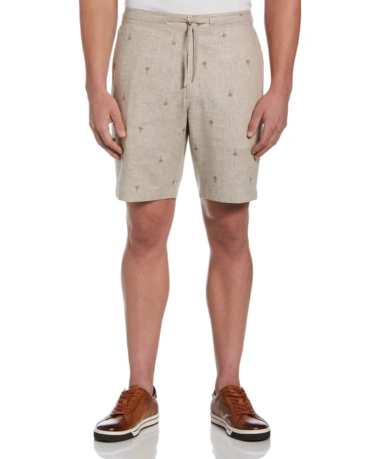 Hardaddy Striped Coconut Tree Drawstring Shorts