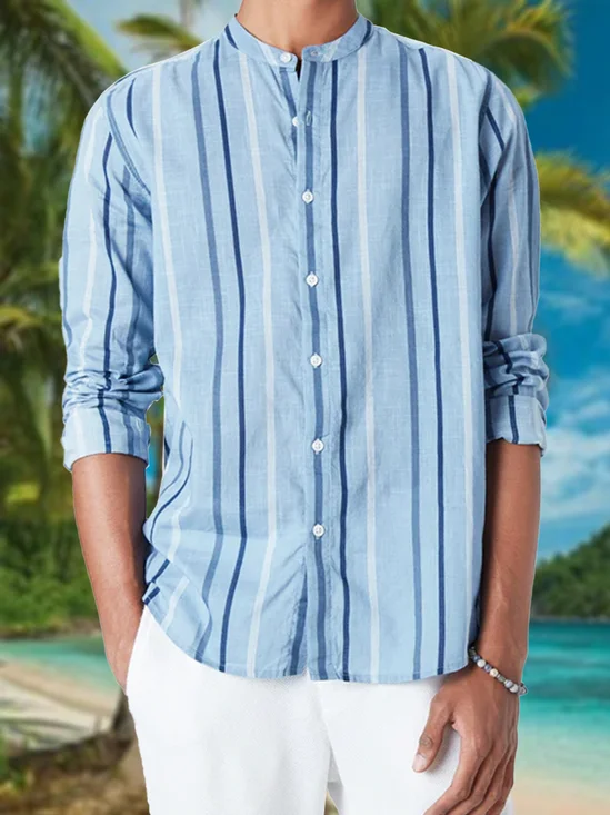 Hardaddy Striped Chest Pocket Long Sleeves Casual Shirt