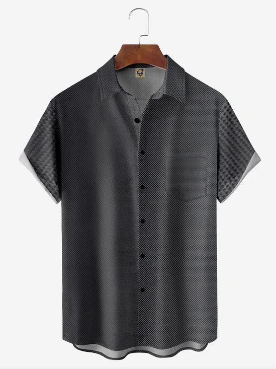 Hardaddy Gradient Color Chest Pocket Short Sleeve Casual Shirt
