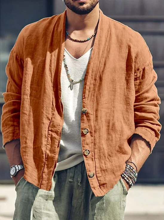 Hardaddy Cotton Plain Long Sleeve Casual Shirt