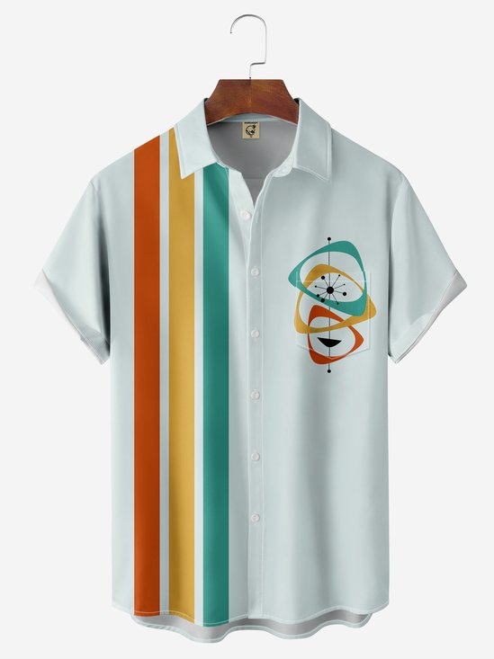 Medieval Geometric Chest Pocket Short Sleeve Bowling Shirt