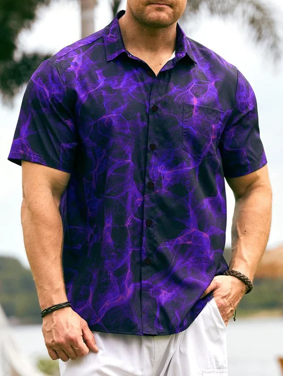 Black And Purple Crazy Flame Print Hardaddy Hawaiian Shirt for Men