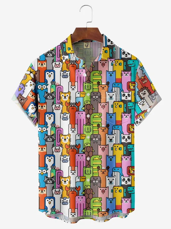 Hardaddy Moisture-Wicking Animal Story Print Chest Pocket Shirt