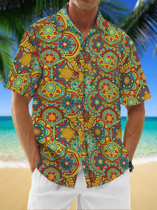 Hardaddy Cotton Ethnic Geometric Oxford Shirt