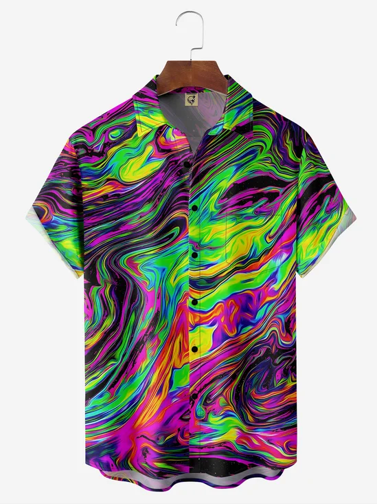 Hardaddy Moisture-wicking Abstract Textured Chest Pocket Casual Shirt