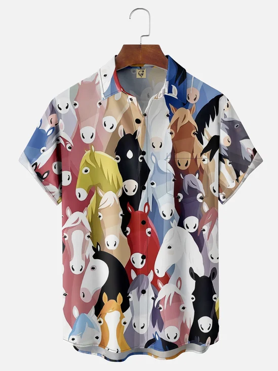 Moisture-wicking Kentucky Derby Chest Pocket Hawaiian Shirt