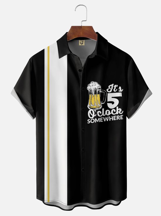 Moisture-wicking Beer Festival Chest Pocket Hawaiian Shirt