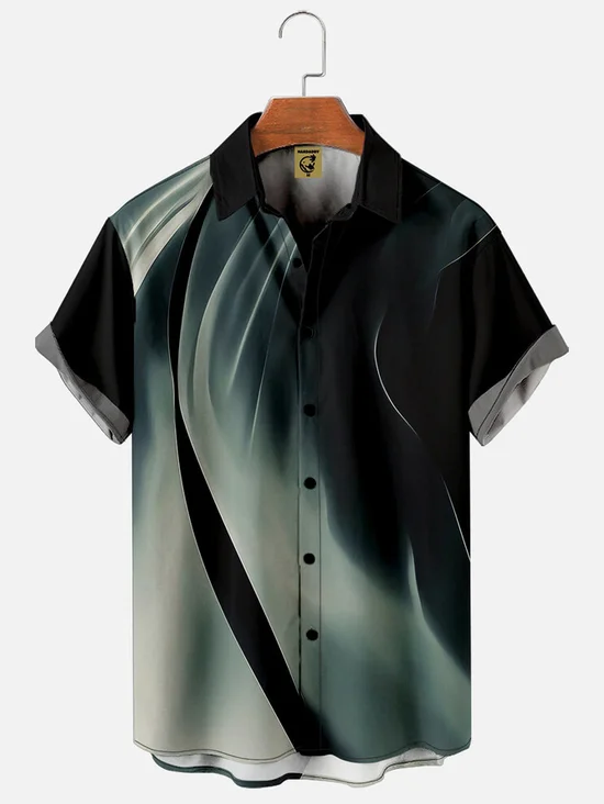Tall Size Moisture-wicking Gradient Color Chest Pocket Casual Shirt