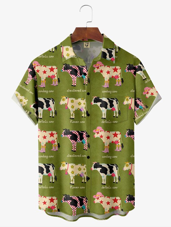 Tall Size Andreea Dumuta Artist Collaboration Illustration Moisture-wicking Chest Pocket Casual Shirt