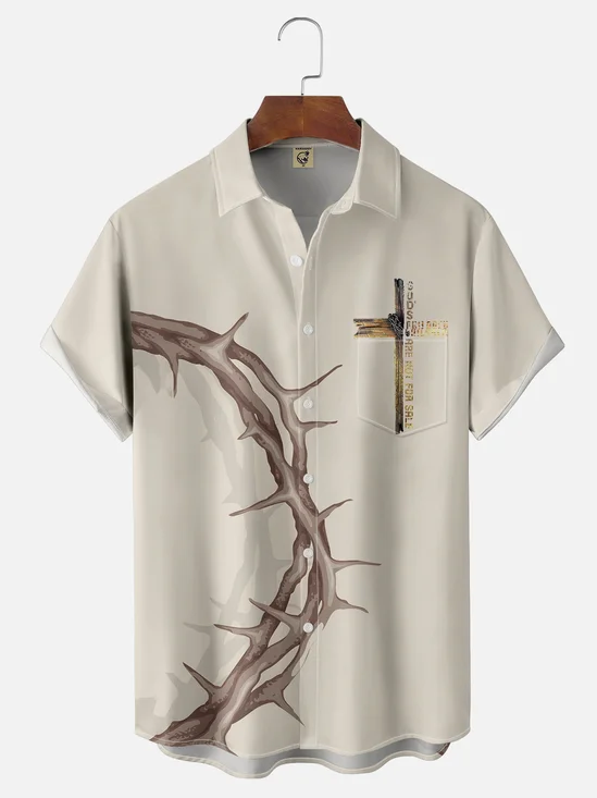 Moisture-wicking Religion Christ "God's Children Are Not For Sale" Chest Pocket Casual Shirt