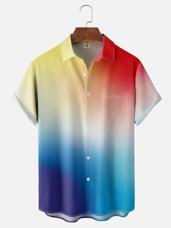 Moisture Wicking Ombre Chest Pocket Hawaiian Shirt