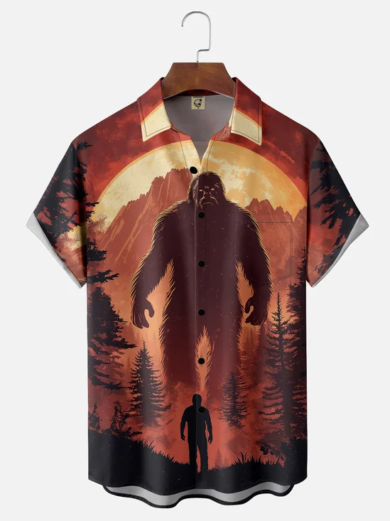 Moisture-wicking Bigfoot Chest Pocket Hawaiian Shirt