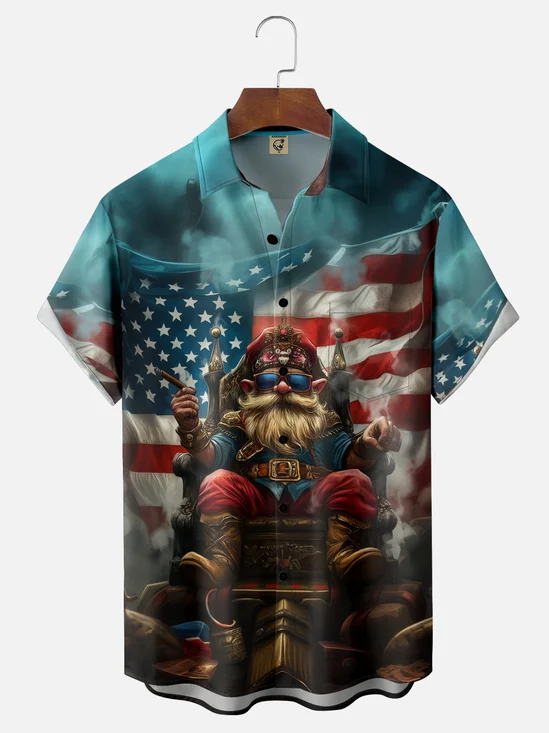 Moisture-wicking American Flag King Chest Pocket Casual Shirt