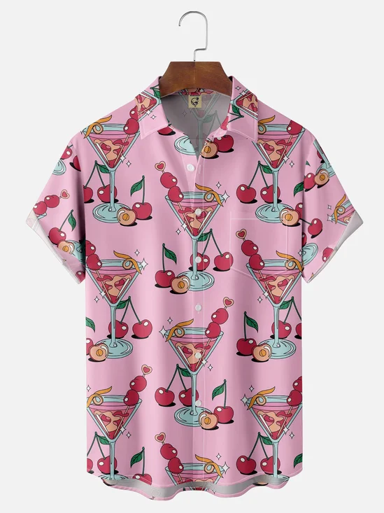Moisture Wicking Cocktail Chest Pocket Hawaiian Shirt