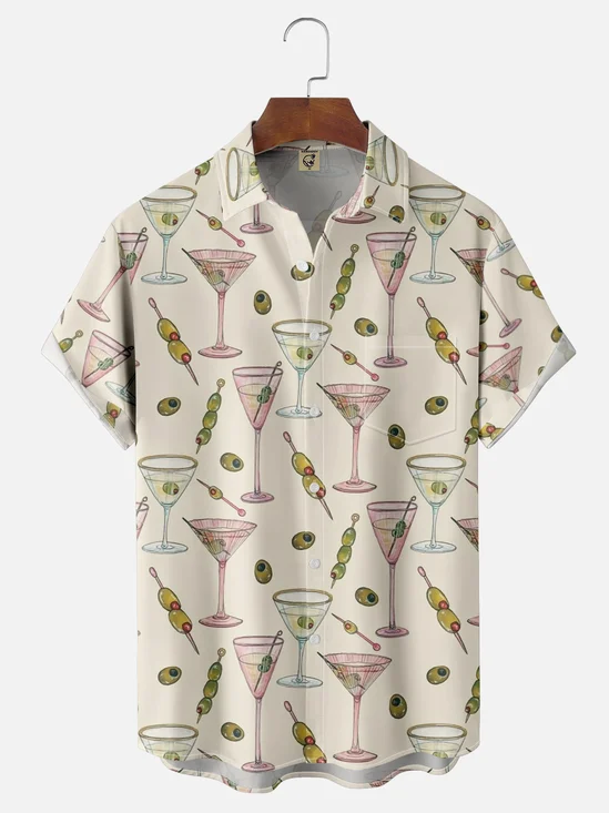 Moisture Wicking Cocktail Chest Pocket Hawaiian Shirt