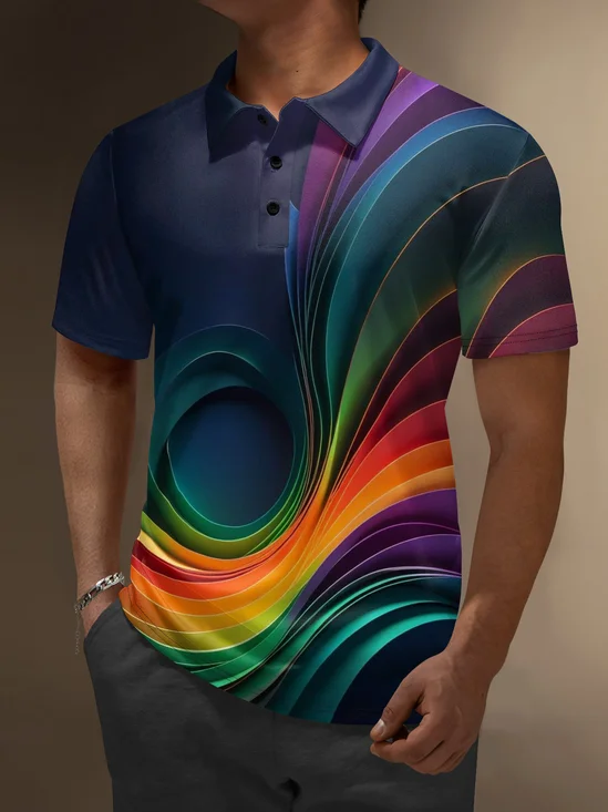 Moisture Wicking Artistic Abstract Gradient Colors Golf Polo