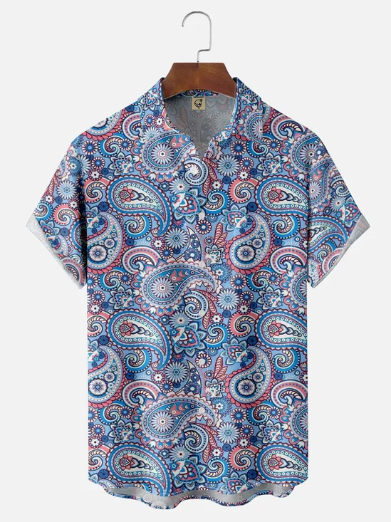Moisture Wicking Paisley Chest Pocket Hawaiian Shirt