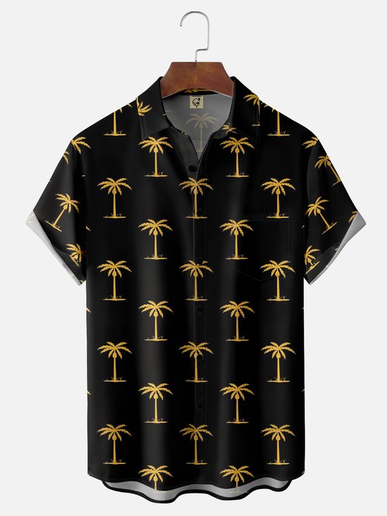 Moisture Wicking Coconut Tree Chest Pocket Hawaiian Shirt